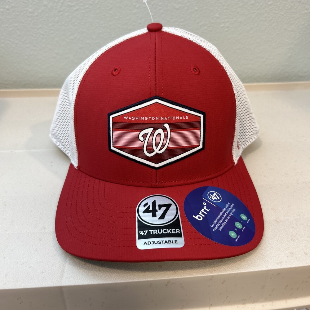 '47 Washington Nationals MLB Adjustable Trucker Mesh Hat Cap Burgess OSFA Red